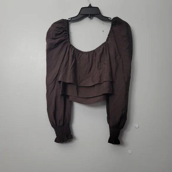 Gianni Bini Mila Drapey Viscose Square Neck Long Sleeve Woven Blouse Size xs - Picture 3 of 6